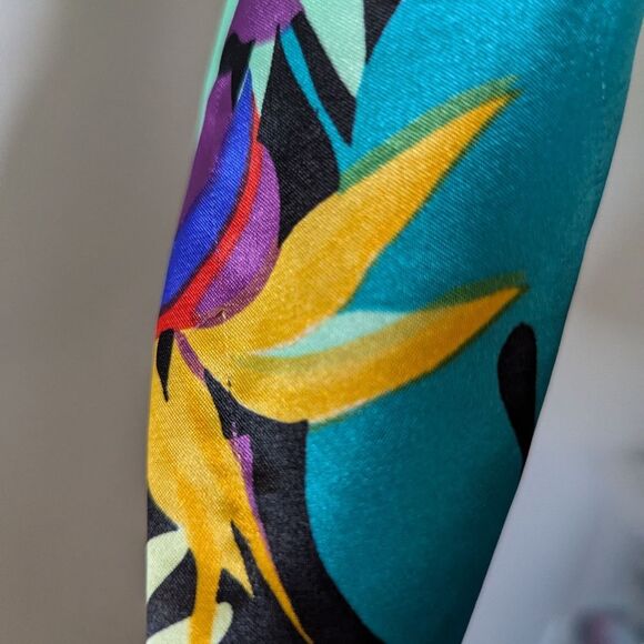 Vintage Vanity Fair satin kimono robe tropical birds of paradise - Picture 10 of 11